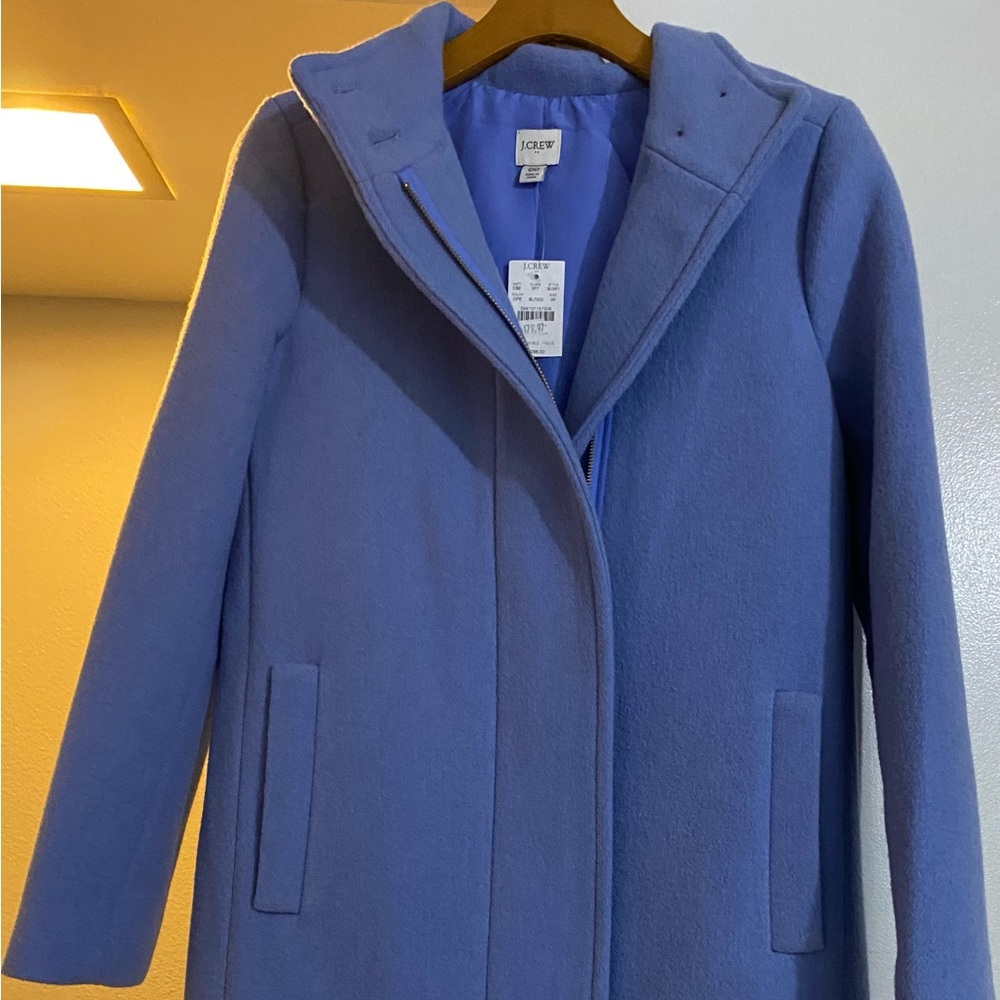 J.Crew Womens Button Neck City Wool Coat sky Blue Size 00 BU261 NWT$298
